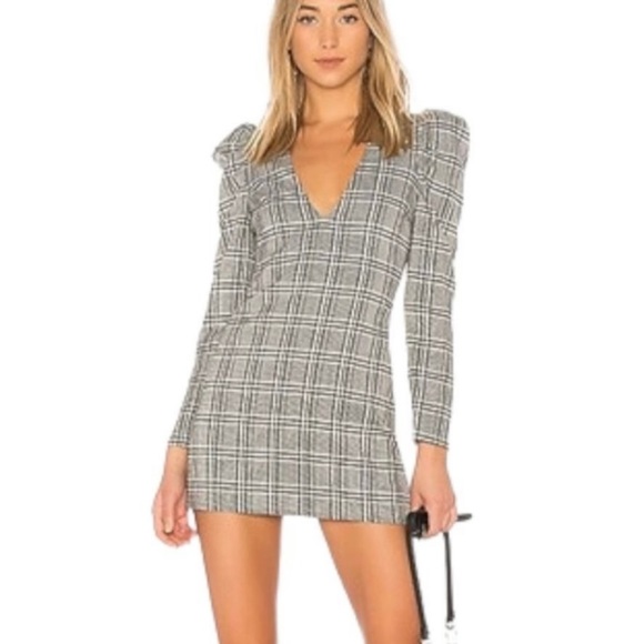 Lovers + Friends Dresses & Skirts - Revolve Lovers + Friends Reyes Executive Plaid Puff Sleeve Mini Dress